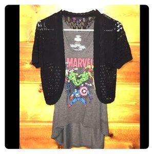 Black Crop cover up see-through sweater/cardigan